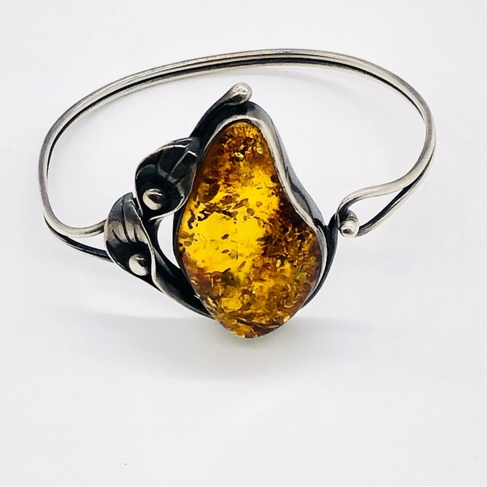 Sterling Silver bracelet Genuine AMBER PEAR